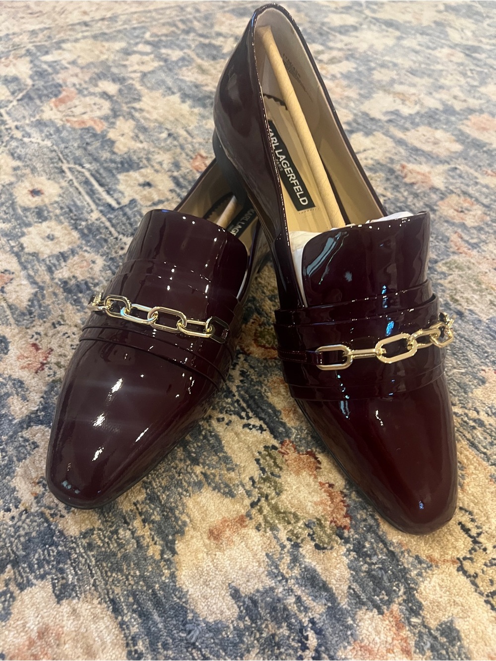 Karl Lagerfeld Wine Patent Loafers